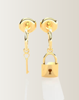 Lock and key earring