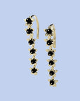 Flower string earring with onyx
