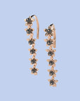 Flower string earring with onyx
