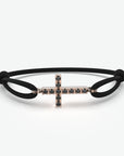 Pulsera de diamante negro cruz