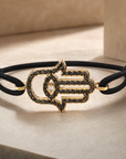 Hamsa schwarzes Diamantarmband