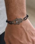 Hamsa schwarzes Diamantarmband