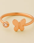 Open butterfly ring with diamond