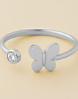 Open butterfly ring with diamond