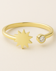 Open band ring with diamond