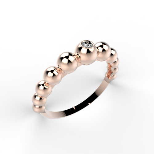 Bolletjes ring met diamant