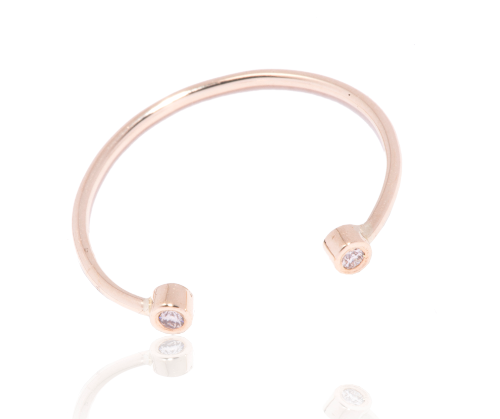 Open ring met twee diamanten