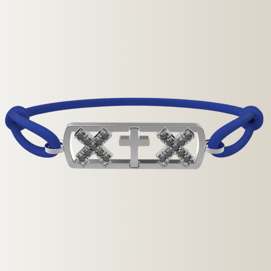 Amsterdam black diamond cross bracelet