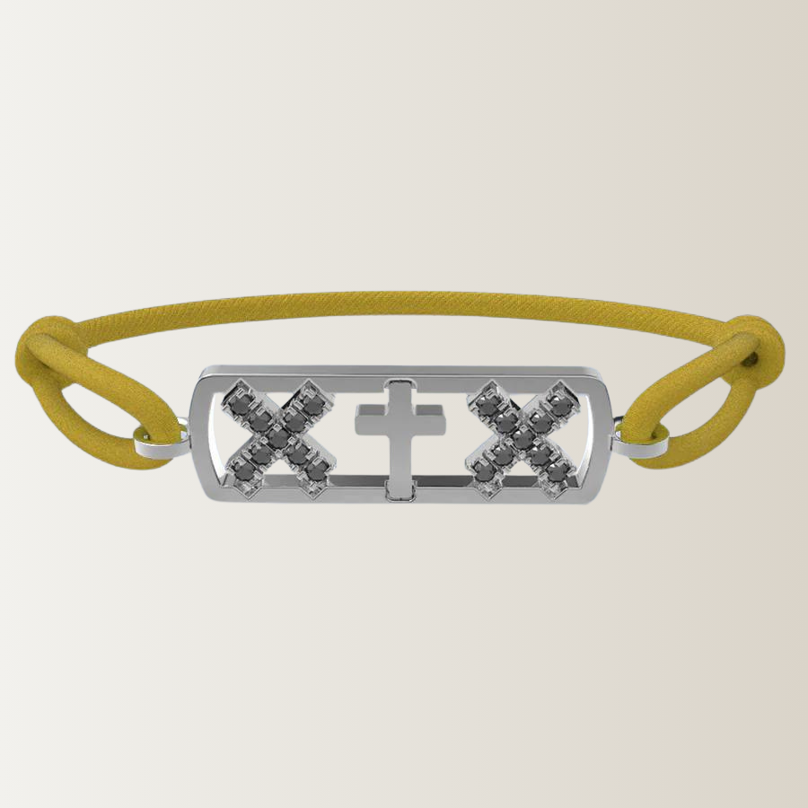 Amsterdam black diamond cross bracelet