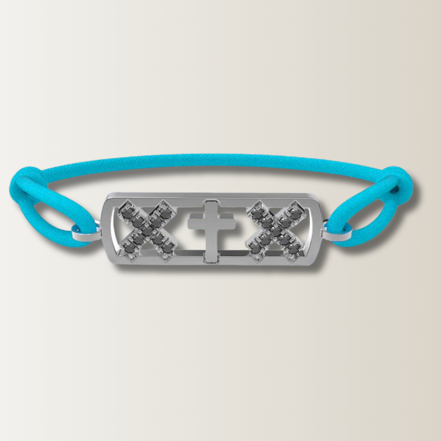 Amsterdam black diamond cross bracelet