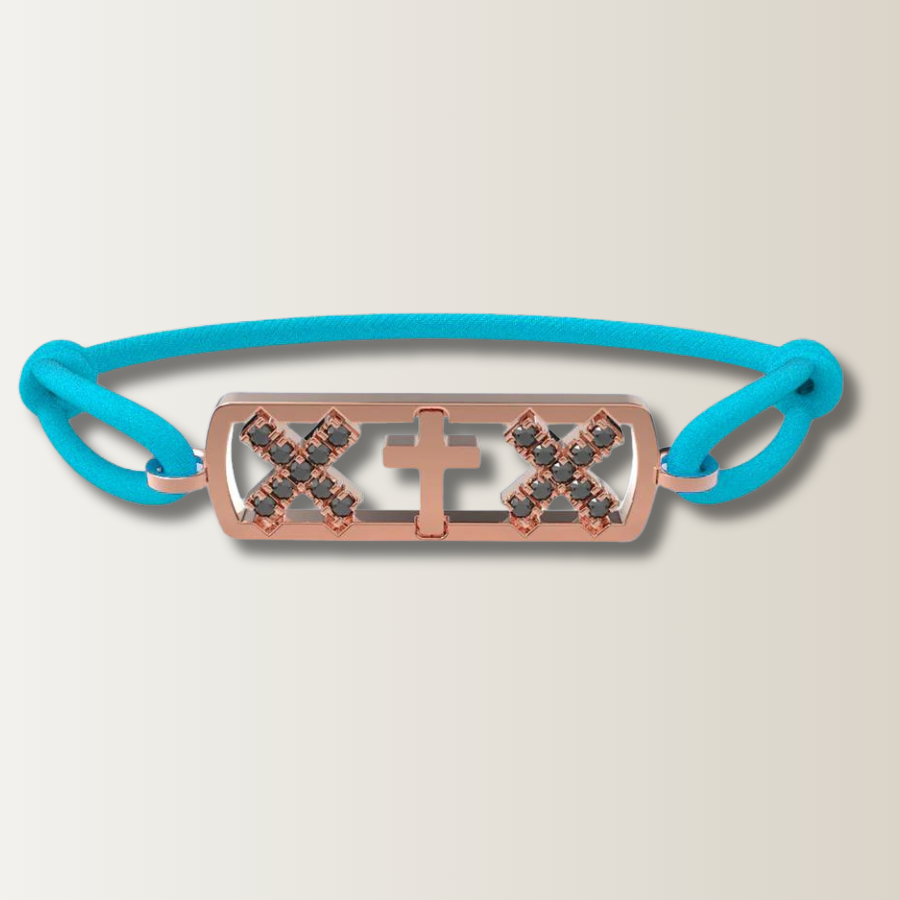 Amsterdam black diamond cross bracelet