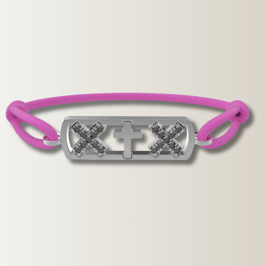 Amsterdam black diamond cross bracelet