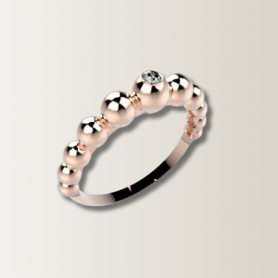 Beaded ring with diamond