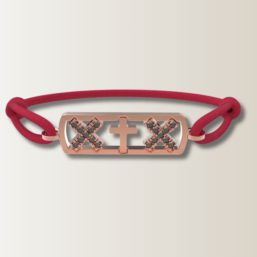 Amsterdam black diamond cross bracelet