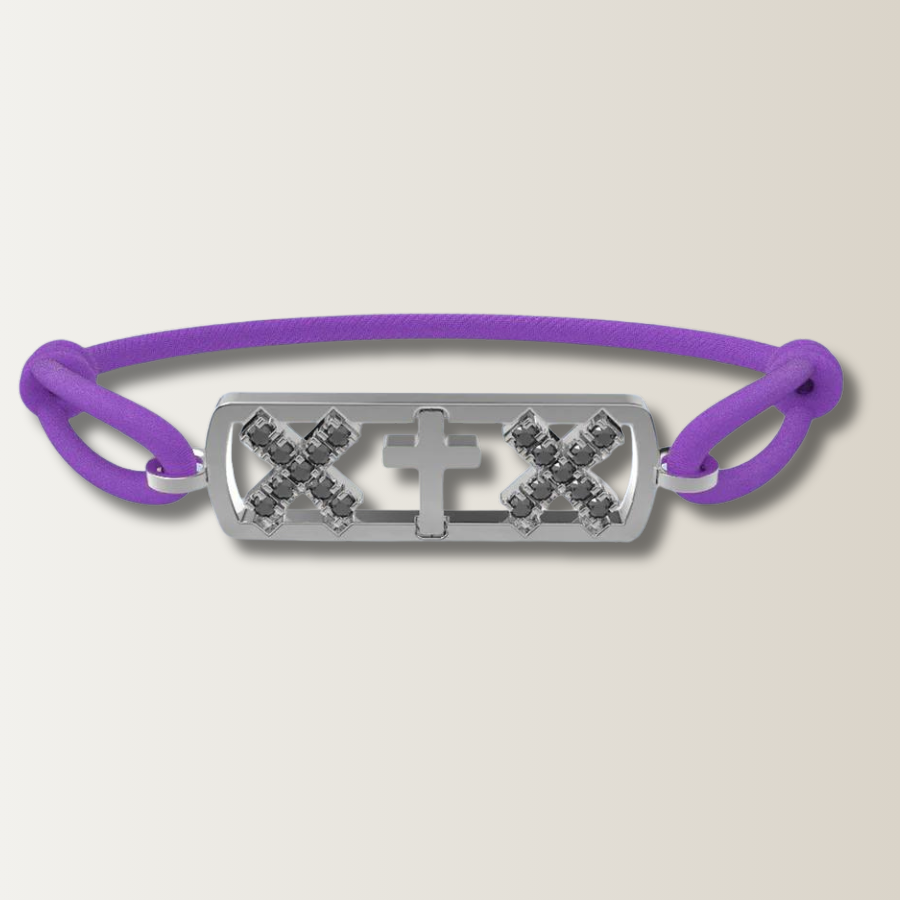 Amsterdam black diamond cross bracelet