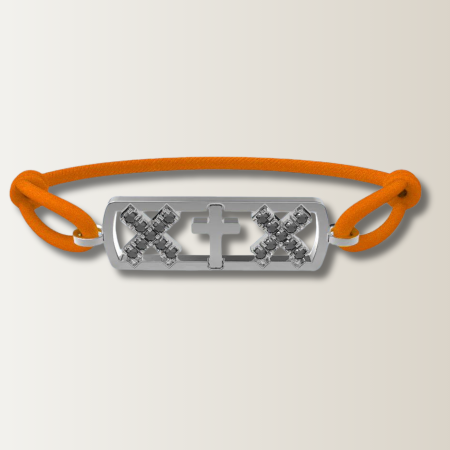 Amsterdam black diamond cross bracelet