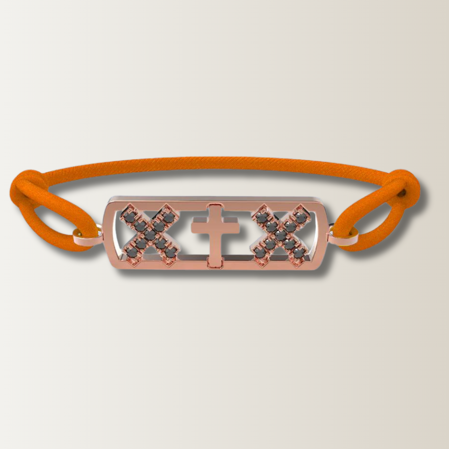 Amsterdam black diamond cross bracelet