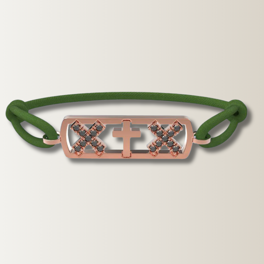 Amsterdam black diamond cross bracelet