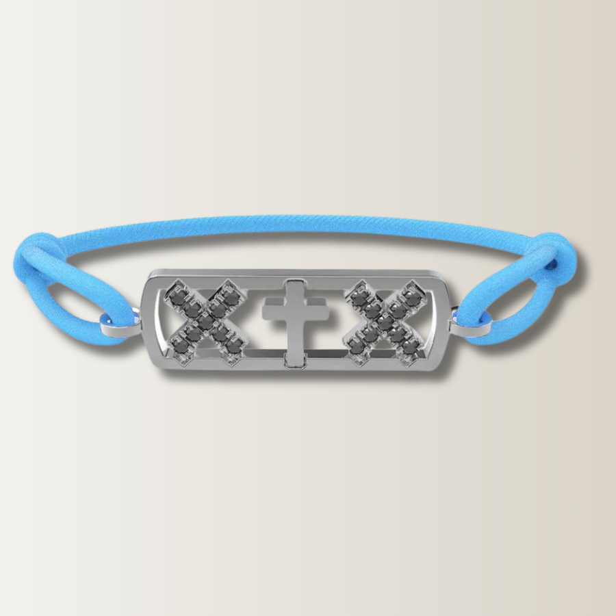Amsterdam black diamond cross bracelet