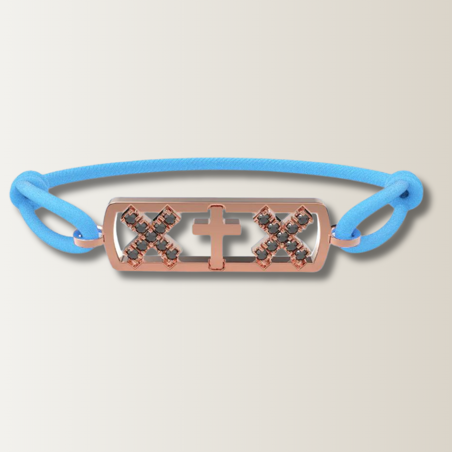 Amsterdam black diamond cross bracelet