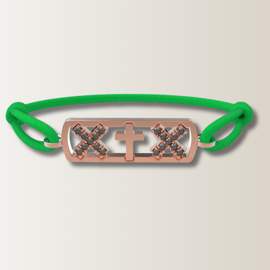 Amsterdam black diamond cross bracelet