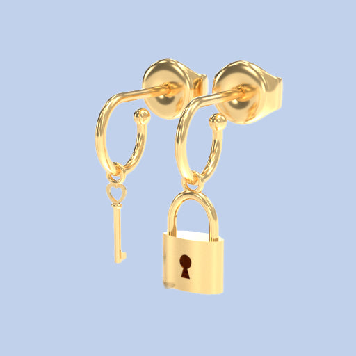 Lock and key earring