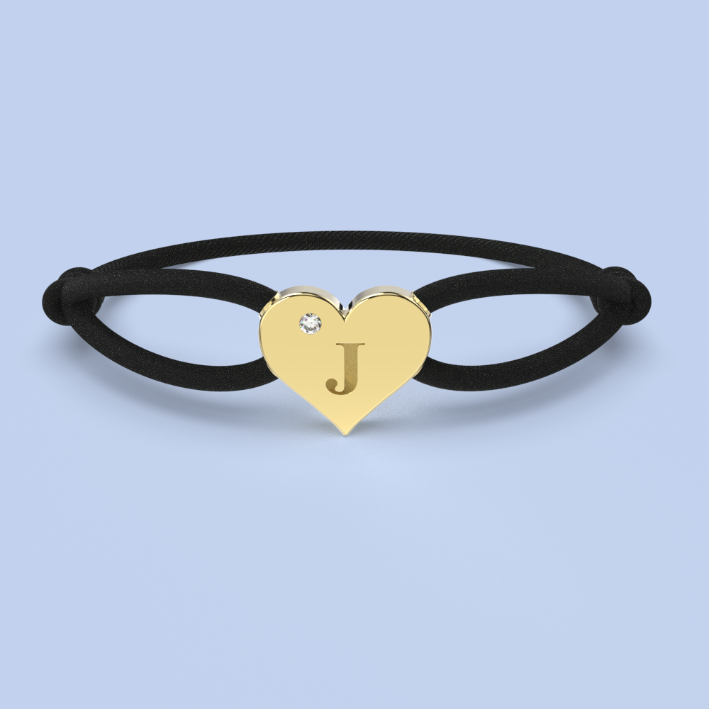 heart bracelet with satin cord 