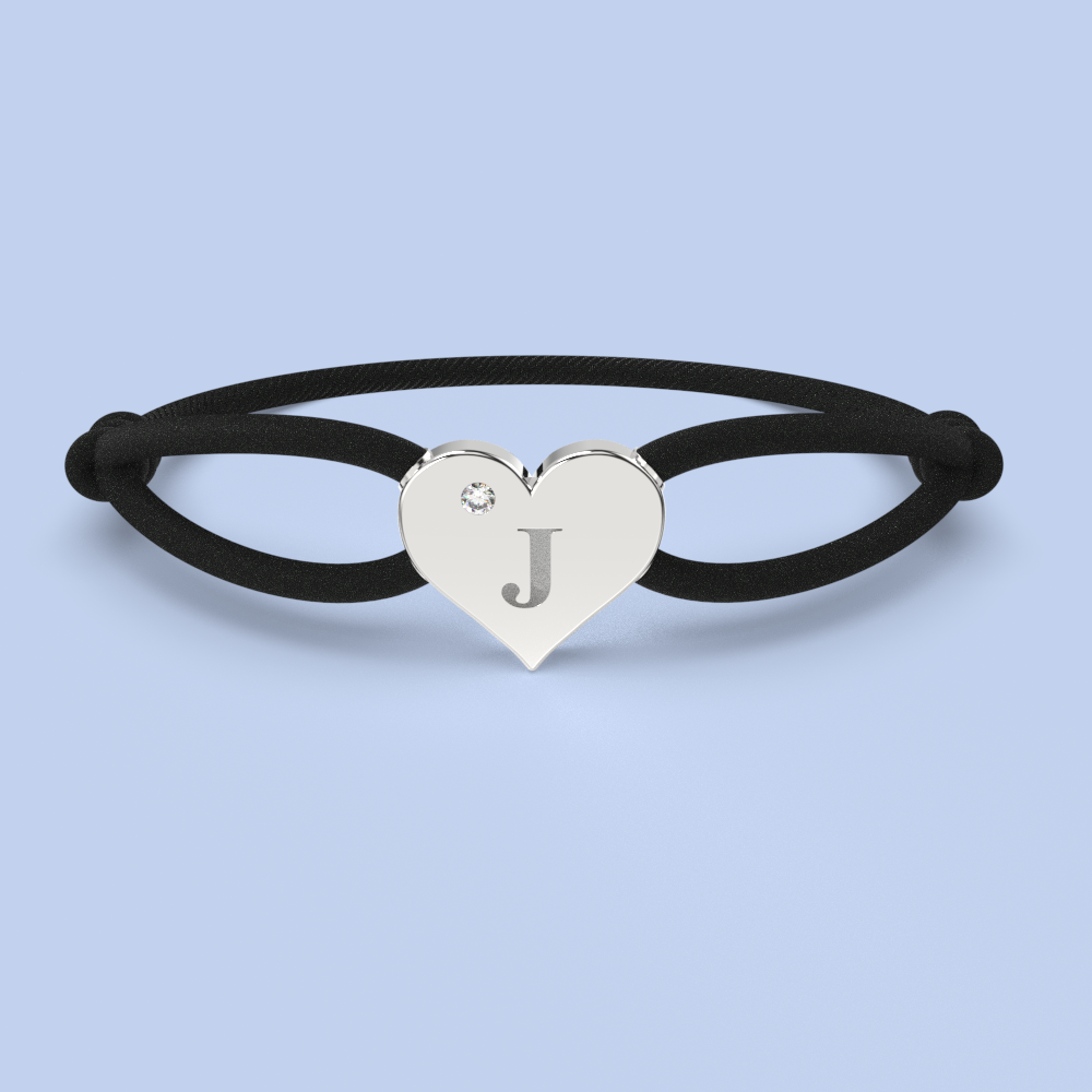 heart bracelet with satin cord 