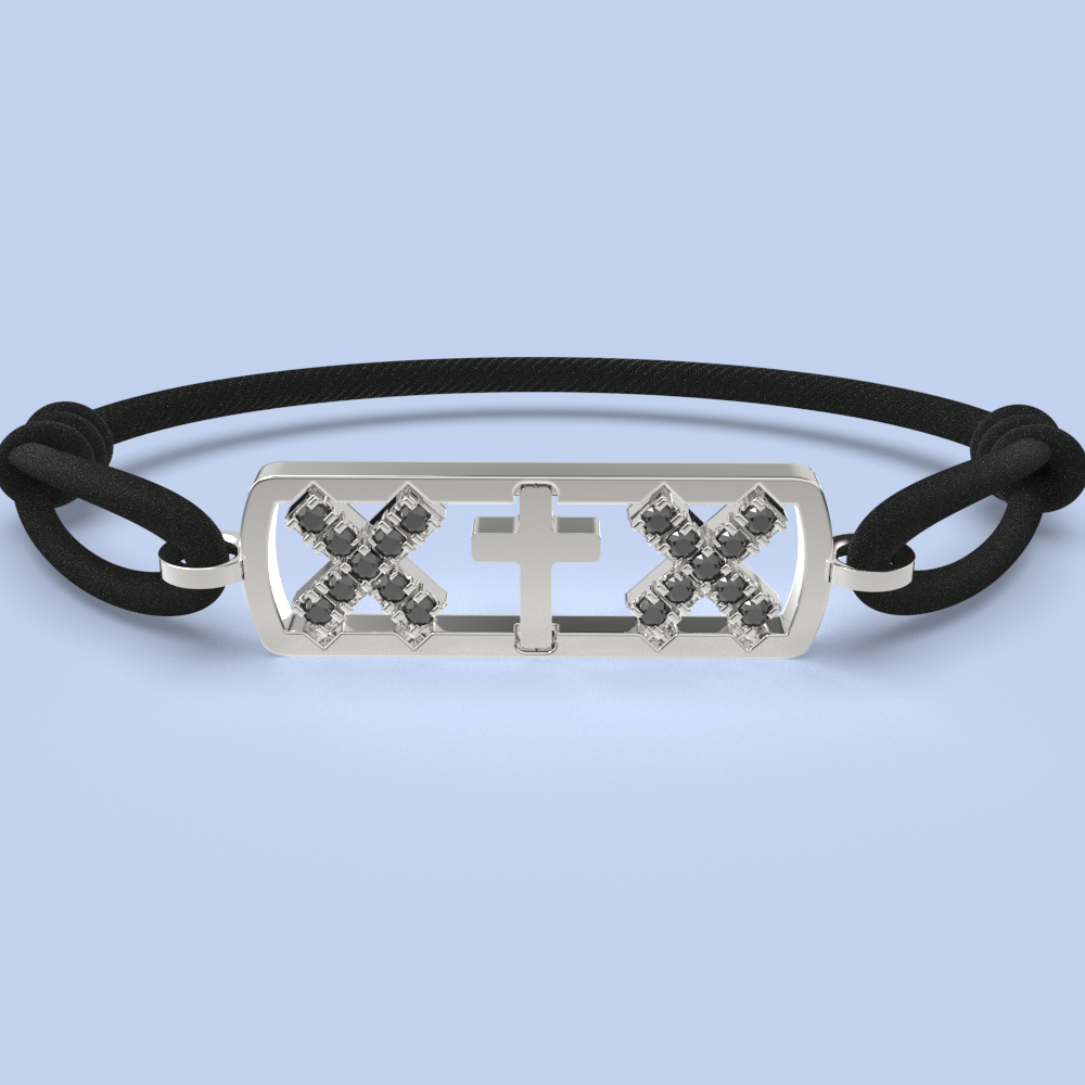 Amsterdam black diamond cross bracelet