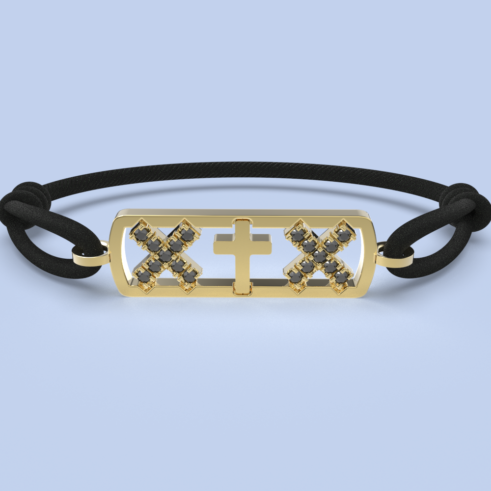 Amsterdam black diamond cross bracelet