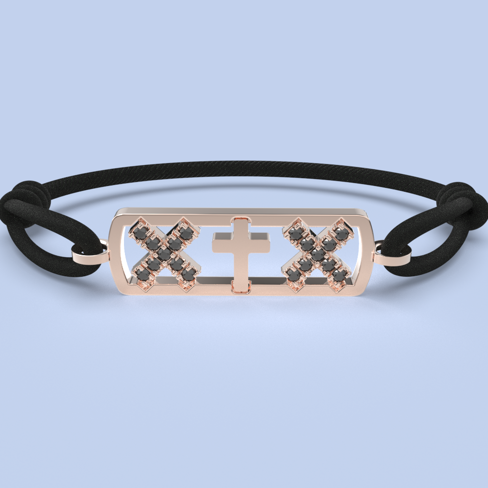 Amsterdam black diamond cross bracelet
