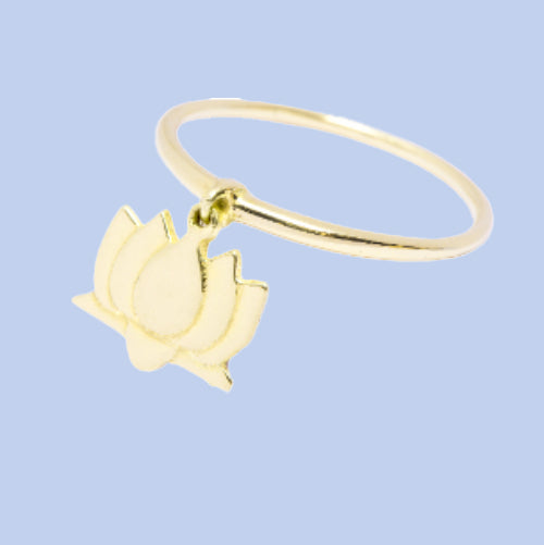 Charm lotus ring