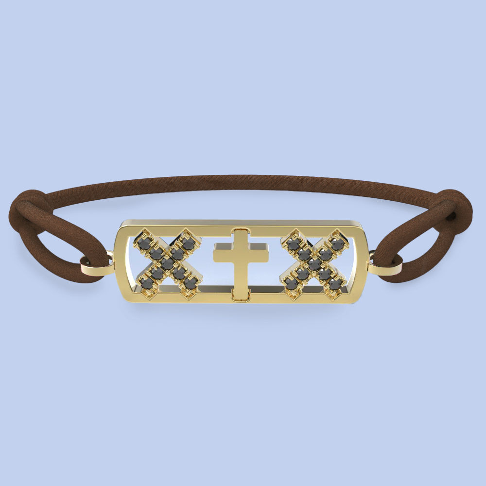 Amsterdam black diamond cross bracelet