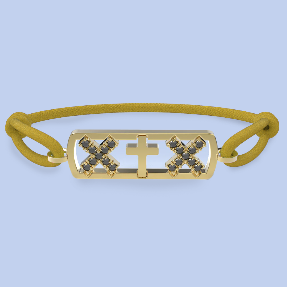 Amsterdam black diamond cross bracelet