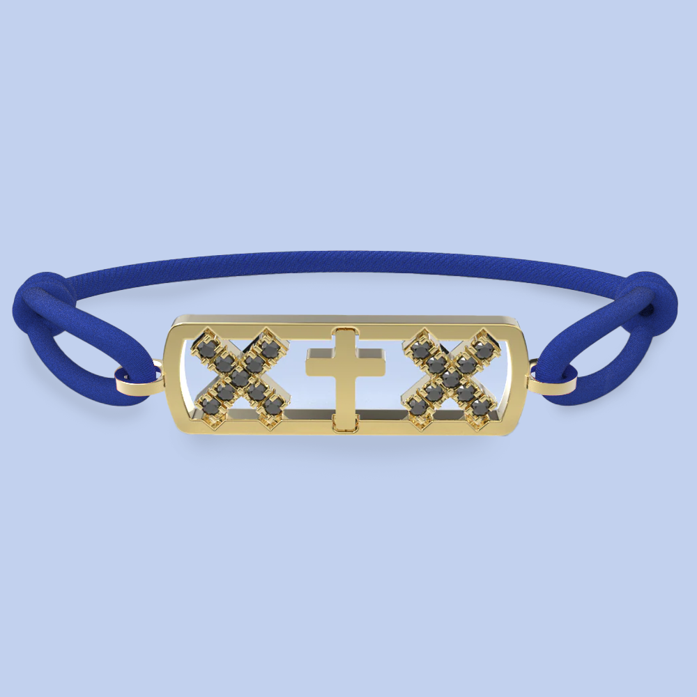 Amsterdam black diamond cross bracelet