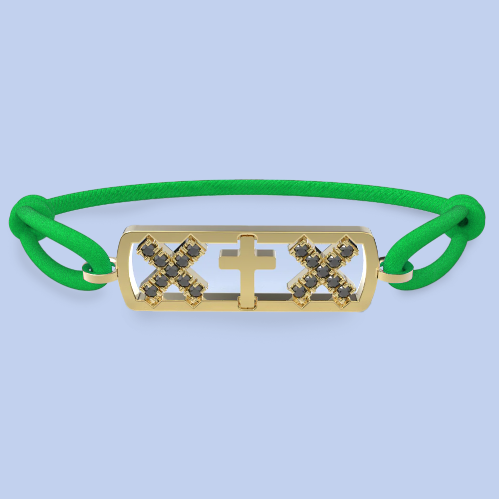 Amsterdam black diamond cross bracelet