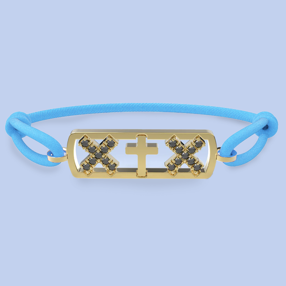Amsterdam black diamond cross bracelet