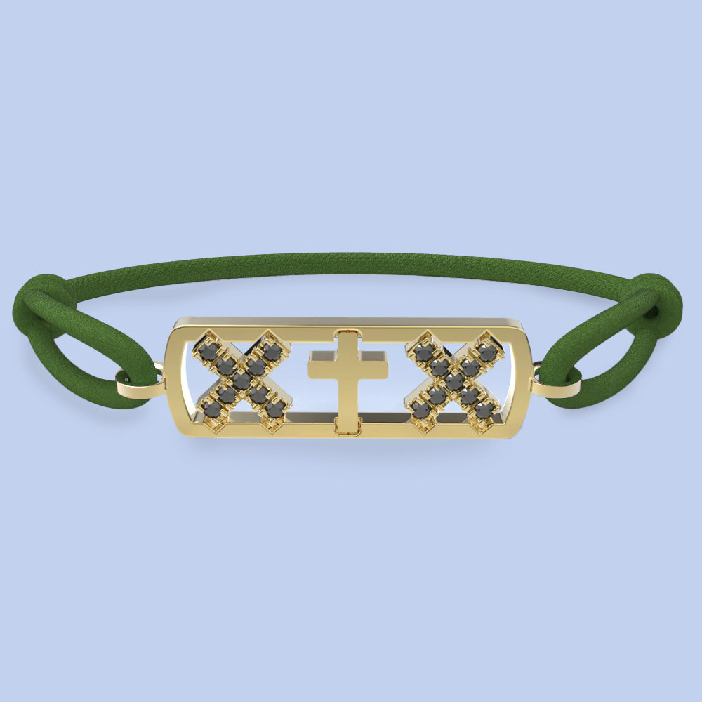 Amsterdam black diamond cross bracelet