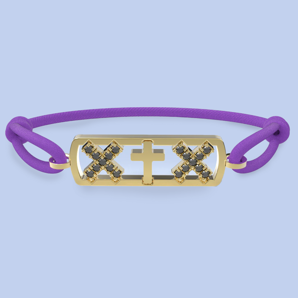 Amsterdam black diamond cross bracelet