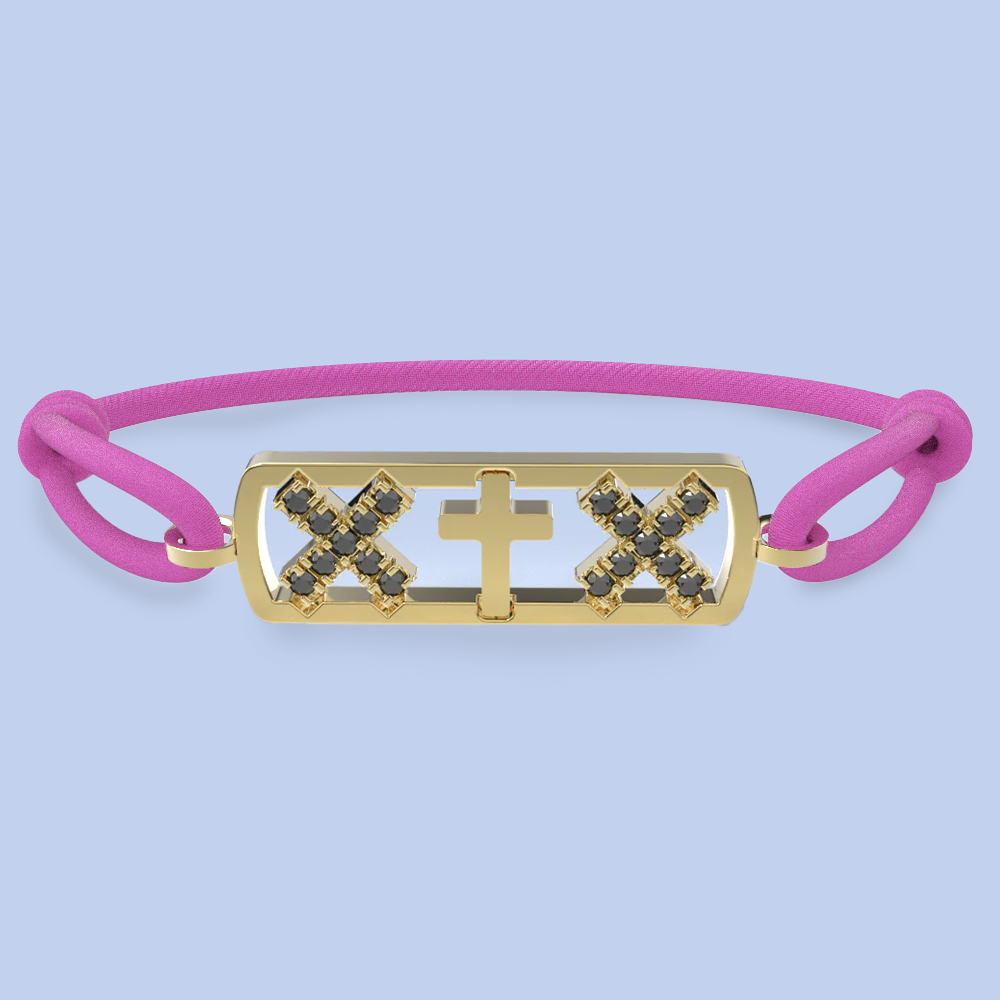 Amsterdam black diamond cross bracelet