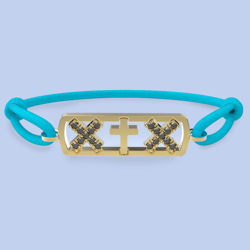 Amsterdam black diamond cross bracelet