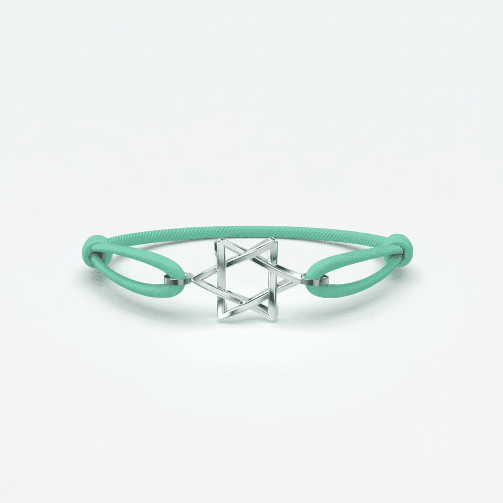Odile herenarmband met groene siliconen band en stervormig zilveren accent
