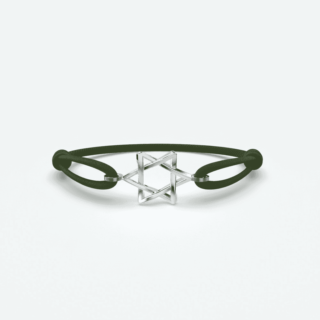 Odile Herenarmband met groene elastische band en stijlvolle zilveren ster voor moderne mannen