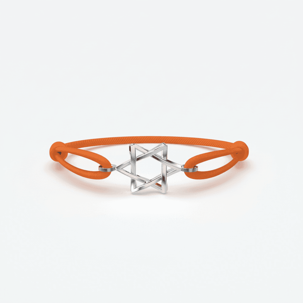 Odile herenarmband met oranje koord en metalen ster ontwerp voor een stijlvolle uitstraling