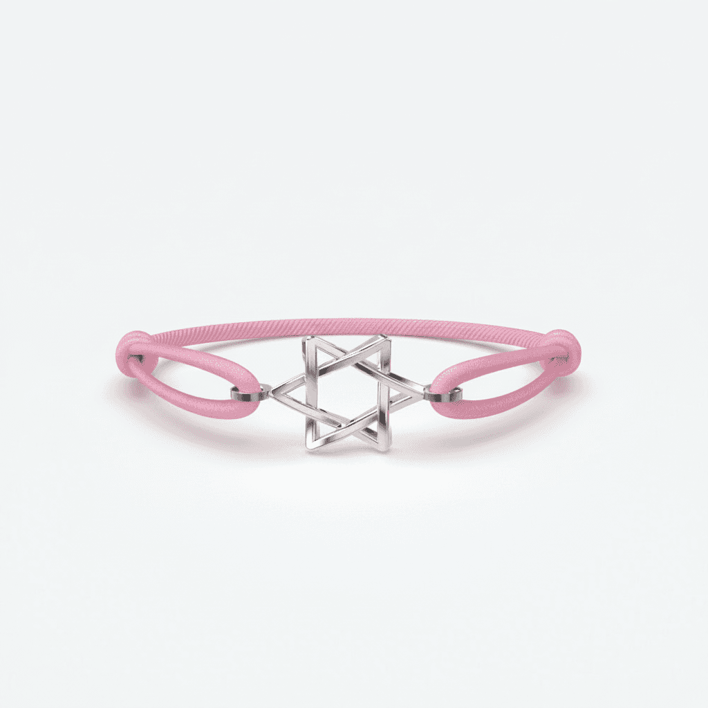 Odile mannenarmband met roze band en stervormige zilveren hanger voor een stijlvolle look