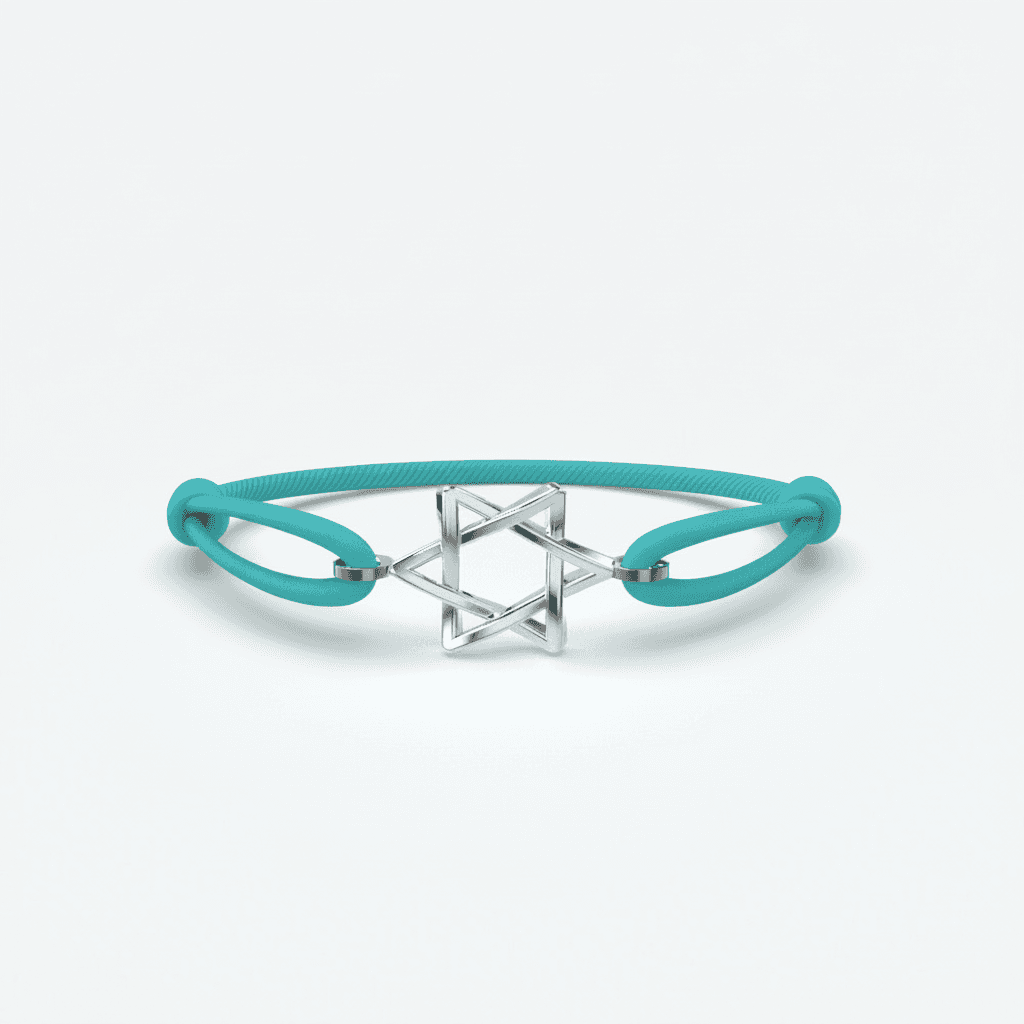 Odile herenarmband met zilveren ster en turquoise rubberen band voor een moderne uitstraling