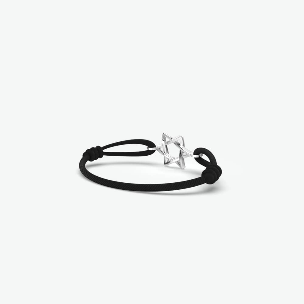 Odile herenarmband met zwarte koord en zilveren ster vormgeving voor moderne stijl