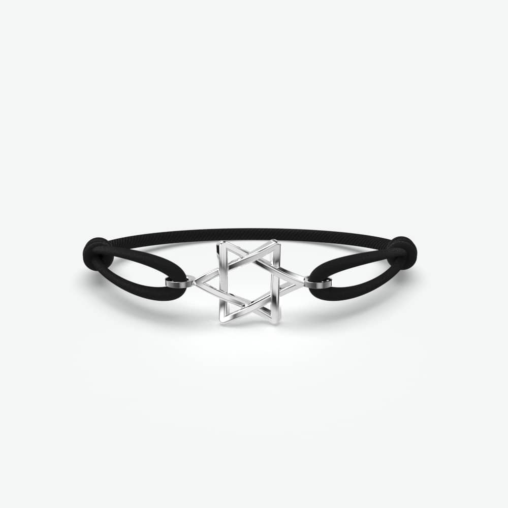 Odile herenarmband met zwart koord en stalen sterontwerp voor een moderne uitstraling