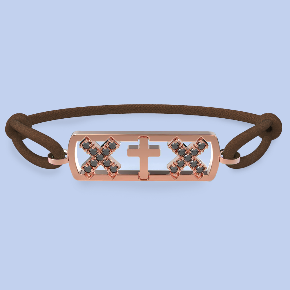 Amsterdam black diamond cross bracelet