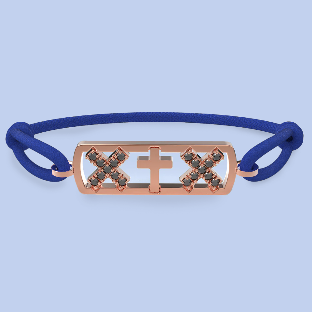 Amsterdam black diamond cross bracelet